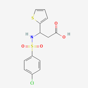 molecular formula C13H12ClNO4S2 B7495846 3-[(4-Chlorophenyl)sulfonylamino]-3-thiophen-2-ylpropanoic acid 