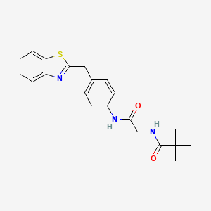 molecular formula C21H23N3O2S B7495860 N-[2-[4-(1,3-benzothiazol-2-ylmethyl)anilino]-2-oxoethyl]-2,2-dimethylpropanamide 