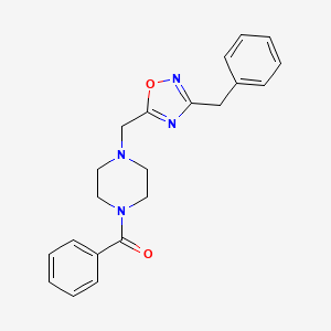 molecular formula C21H22N4O2 B7495946 [4-[(3-Benzyl-1,2,4-oxadiazol-5-yl)methyl]piperazin-1-yl]-phenylmethanone 