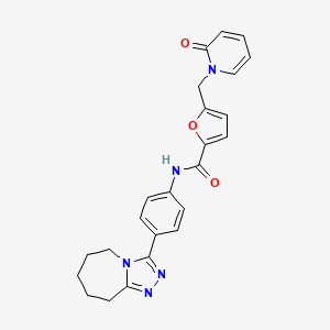 molecular formula C24H23N5O3 B7495952 5-[(2-oxopyridin-1-yl)methyl]-N-[4-(6,7,8,9-tetrahydro-5H-[1,2,4]triazolo[4,3-a]azepin-3-yl)phenyl]furan-2-carboxamide 