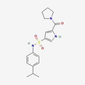 molecular formula C18H23N3O3S B7496022 N-(4-propan-2-ylphenyl)-5-(pyrrolidine-1-carbonyl)-1H-pyrrole-3-sulfonamide 