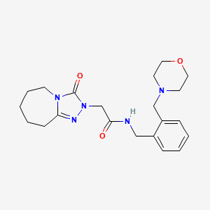 molecular formula C21H29N5O3 B7496048 N-[[2-(morpholin-4-ylmethyl)phenyl]methyl]-2-(3-oxo-6,7,8,9-tetrahydro-5H-[1,2,4]triazolo[4,3-a]azepin-2-yl)acetamide 