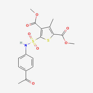 molecular formula C17H17NO7S2 B7496072 Dimethyl 5-[(4-acetylphenyl)sulfamoyl]-3-methylthiophene-2,4-dicarboxylate 