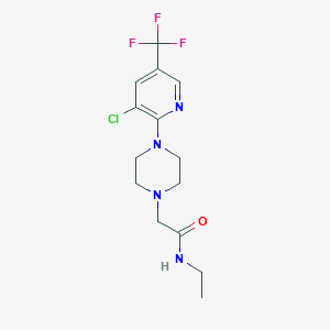 molecular formula C14H18ClF3N4O B7496231 2-[4-[3-chloro-5-(trifluoromethyl)pyridin-2-yl]piperazin-1-yl]-N-ethylacetamide 