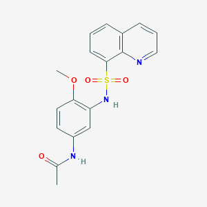 molecular formula C18H17N3O4S B7496276 N-[4-methoxy-3-(quinolin-8-ylsulfonylamino)phenyl]acetamide 
