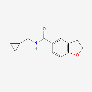 molecular formula C13H15NO2 B7496291 N-(cyclopropylmethyl)-2,3-dihydro-1-benzofuran-5-carboxamide 