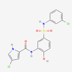 molecular formula C17H13Cl2N3O4S B7496333 4-chloro-N-[5-[(3-chlorophenyl)sulfamoyl]-2-hydroxyphenyl]-1H-pyrrole-2-carboxamide 
