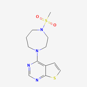 molecular formula C12H16N4O2S2 B7496351 4-(4-Methylsulfonyl-1,4-diazepan-1-yl)thieno[2,3-d]pyrimidine 