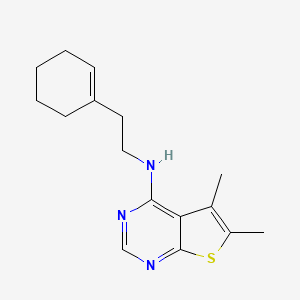 molecular formula C16H21N3S B7496389 N-[2-(cyclohexen-1-yl)ethyl]-5,6-dimethylthieno[2,3-d]pyrimidin-4-amine 
