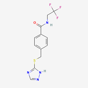 molecular formula C12H11F3N4OS B7496405 4-(1H-1,2,4-triazol-5-ylsulfanylmethyl)-N-(2,2,2-trifluoroethyl)benzamide 