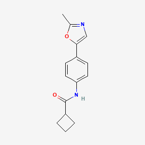 molecular formula C15H16N2O2 B7496407 N-[4-(2-methyl-1,3-oxazol-5-yl)phenyl]cyclobutanecarboxamide 