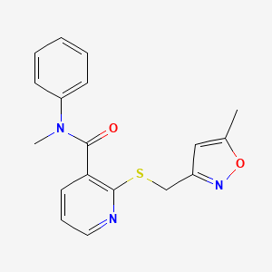 N-methyl-2-[(5-methyl-1,2-oxazol-3-yl)methylsulfanyl]-N-phenylpyridine-3-carboxamide