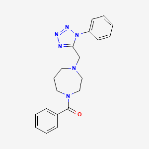 molecular formula C20H22N6O B7496475 Phenyl-[4-[(1-phenyltetrazol-5-yl)methyl]-1,4-diazepan-1-yl]methanone 