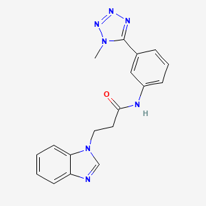 molecular formula C18H17N7O B7496515 3-(benzimidazol-1-yl)-N-[3-(1-methyltetrazol-5-yl)phenyl]propanamide 
