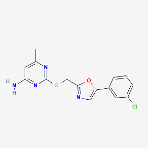molecular formula C15H13ClN4OS B7496516 2-[[5-(3-Chlorophenyl)-1,3-oxazol-2-yl]methylsulfanyl]-6-methylpyrimidin-4-amine 