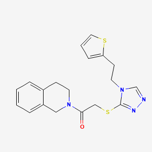 molecular formula C19H20N4OS2 B7496522 1-(3,4-dihydro-1H-isoquinolin-2-yl)-2-[[4-(2-thiophen-2-ylethyl)-1,2,4-triazol-3-yl]sulfanyl]ethanone 