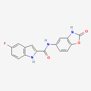 molecular formula C16H10FN3O3 B7496532 5-fluoro-N-(2-oxo-3H-1,3-benzoxazol-5-yl)-1H-indole-2-carboxamide 