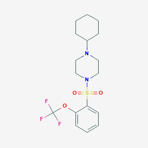 molecular formula C17H23F3N2O3S B7496558 1-Cyclohexyl-4-[2-(trifluoromethoxy)phenyl]sulfonylpiperazine 