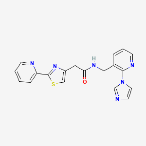 molecular formula C19H16N6OS B7496573 N-[(2-imidazol-1-ylpyridin-3-yl)methyl]-2-(2-pyridin-2-yl-1,3-thiazol-4-yl)acetamide 