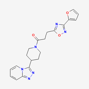 molecular formula C20H20N6O3 B7496608 3-[3-(Furan-2-yl)-1,2,4-oxadiazol-5-yl]-1-[4-([1,2,4]triazolo[4,3-a]pyridin-3-yl)piperidin-1-yl]propan-1-one 