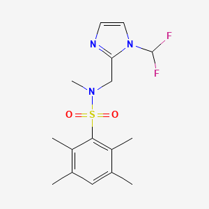 molecular formula C16H21F2N3O2S B7496633 N-[[1-(difluoromethyl)imidazol-2-yl]methyl]-N,2,3,5,6-pentamethylbenzenesulfonamide 