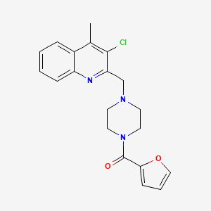 molecular formula C20H20ClN3O2 B7496722 [4-[(3-Chloro-4-methylquinolin-2-yl)methyl]piperazin-1-yl]-(furan-2-yl)methanone 