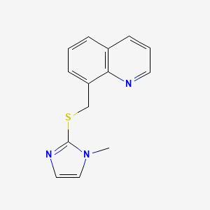 molecular formula C14H13N3S B7496760 8-[(1-Methylimidazol-2-yl)sulfanylmethyl]quinoline 