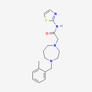 molecular formula C18H24N4OS B7496768 2-[4-[(2-methylphenyl)methyl]-1,4-diazepan-1-yl]-N-(1,3-thiazol-2-yl)acetamide 