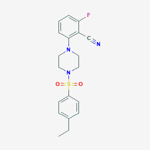 molecular formula C19H20FN3O2S B7496798 2-[4-(4-Ethylphenyl)sulfonylpiperazin-1-yl]-6-fluorobenzonitrile 