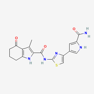molecular formula C18H17N5O3S B7496803 N-[4-(5-carbamoyl-1H-pyrrol-3-yl)-1,3-thiazol-2-yl]-3-methyl-4-oxo-1,5,6,7-tetrahydroindole-2-carboxamide 