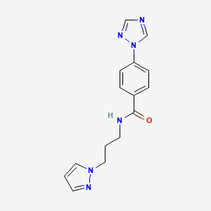 molecular formula C15H16N6O B7496832 N-(3-pyrazol-1-ylpropyl)-4-(1,2,4-triazol-1-yl)benzamide 
