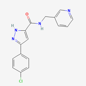 molecular formula C16H13ClN4O B7496902 5-(4-chlorophenyl)-N-(pyridin-3-ylmethyl)-1H-pyrazole-3-carboxamide 