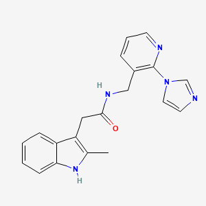 molecular formula C20H19N5O B7496940 N-[(2-imidazol-1-ylpyridin-3-yl)methyl]-2-(2-methyl-1H-indol-3-yl)acetamide 