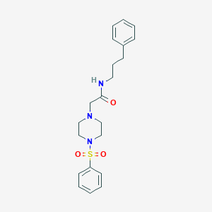 molecular formula C21H27N3O3S B7496945 2-[4-(benzenesulfonyl)piperazin-1-yl]-N-(3-phenylpropyl)acetamide 