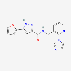 5-(furan-2-yl)-N-[(2-imidazol-1-ylpyridin-3-yl)methyl]-1H-pyrazole-3-carboxamide