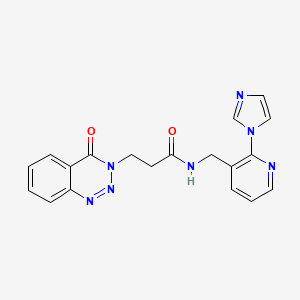 molecular formula C19H17N7O2 B7497050 N-[(2-imidazol-1-ylpyridin-3-yl)methyl]-3-(4-oxo-1,2,3-benzotriazin-3-yl)propanamide 