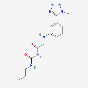 molecular formula C14H19N7O2 B7497103 2-[3-(1-methyltetrazol-5-yl)anilino]-N-(propylcarbamoyl)acetamide 