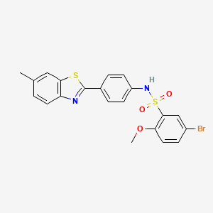 molecular formula C21H17BrN2O3S2 B7497121 5-bromo-2-methoxy-N-[4-(6-methyl-1,3-benzothiazol-2-yl)phenyl]benzenesulfonamide 