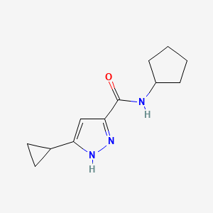 molecular formula C12H17N3O B7497143 N~5~-cyclopentyl-3-cyclopropyl-1H-pyrazole-5-carboxamide 