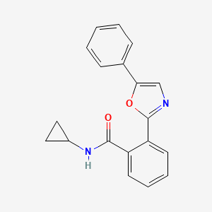 molecular formula C19H16N2O2 B7497182 N-cyclopropyl-2-(5-phenyl-1,3-oxazol-2-yl)benzamide 