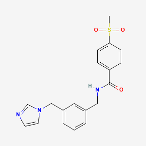 molecular formula C19H19N3O3S B7497240 N-[[3-(imidazol-1-ylmethyl)phenyl]methyl]-4-methylsulfonylbenzamide 