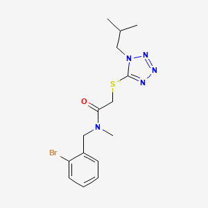 molecular formula C15H20BrN5OS B7497367 N-[(2-bromophenyl)methyl]-N-methyl-2-[1-(2-methylpropyl)tetrazol-5-yl]sulfanylacetamide 