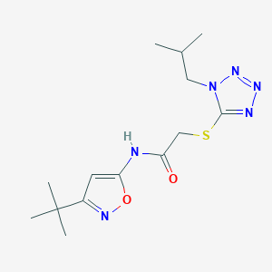 molecular formula C14H22N6O2S B7497375 N-(3-tert-butyl-1,2-oxazol-5-yl)-2-[1-(2-methylpropyl)tetrazol-5-yl]sulfanylacetamide 