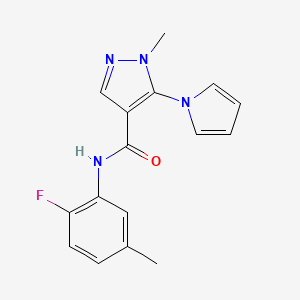 molecular formula C16H15FN4O B7497395 N-(2-fluoro-5-methylphenyl)-1-methyl-5-pyrrol-1-ylpyrazole-4-carboxamide 