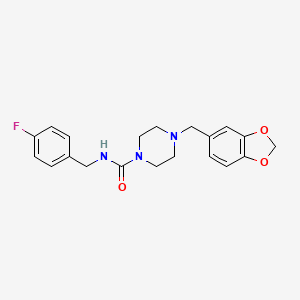 molecular formula C20H22FN3O3 B7497482 4-(1,3-benzodioxol-5-ylmethyl)-N-[(4-fluorophenyl)methyl]piperazine-1-carboxamide 