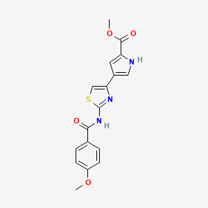 molecular formula C17H15N3O4S B7497506 methyl 4-[2-[(4-methoxybenzoyl)amino]-1,3-thiazol-4-yl]-1H-pyrrole-2-carboxylate 