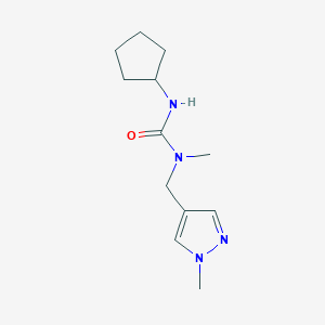 molecular formula C12H20N4O B7497541 3-Cyclopentyl-1-methyl-1-[(1-methylpyrazol-4-yl)methyl]urea 
