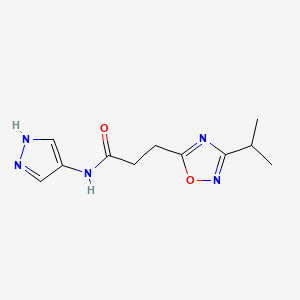3-(3-propan-2-yl-1,2,4-oxadiazol-5-yl)-N-(1H-pyrazol-4-yl)propanamide