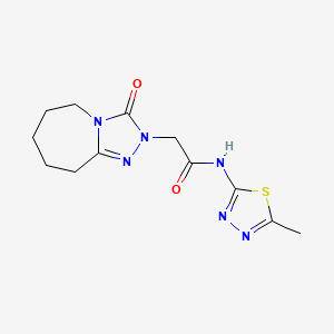 molecular formula C12H16N6O2S B7497629 N-(5-methyl-1,3,4-thiadiazol-2-yl)-2-(3-oxo-6,7,8,9-tetrahydro-5H-[1,2,4]triazolo[4,3-a]azepin-2-yl)acetamide 