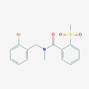 molecular formula C16H16BrNO3S B7497642 N-[(2-bromophenyl)methyl]-N-methyl-2-methylsulfonylbenzamide 